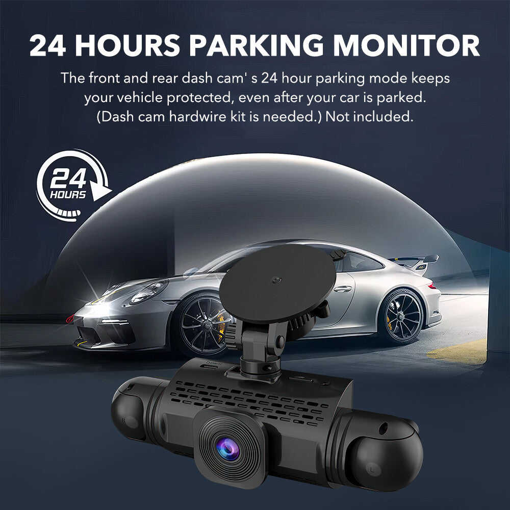 1080P Car Dash Camera +64GB Card Front Rear Driving Recorder 4 Channel G-Sensor