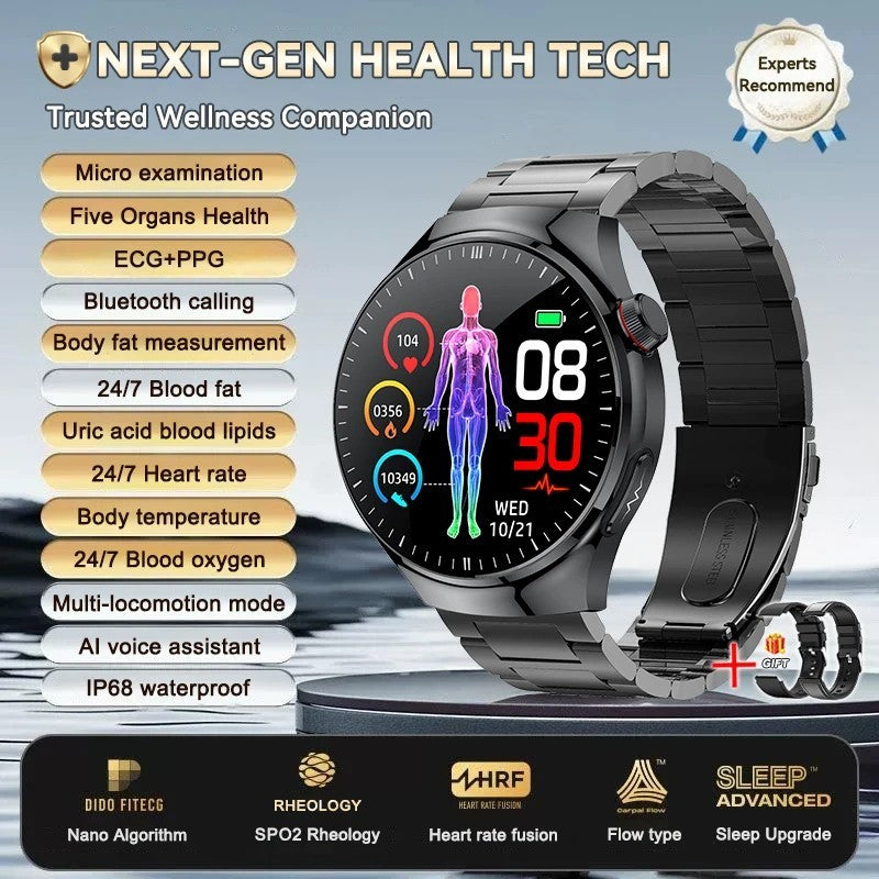 UK 2025 New Medical Grade Smart Watch Blood Pressure Oxygen Heart Rate Bluetooth