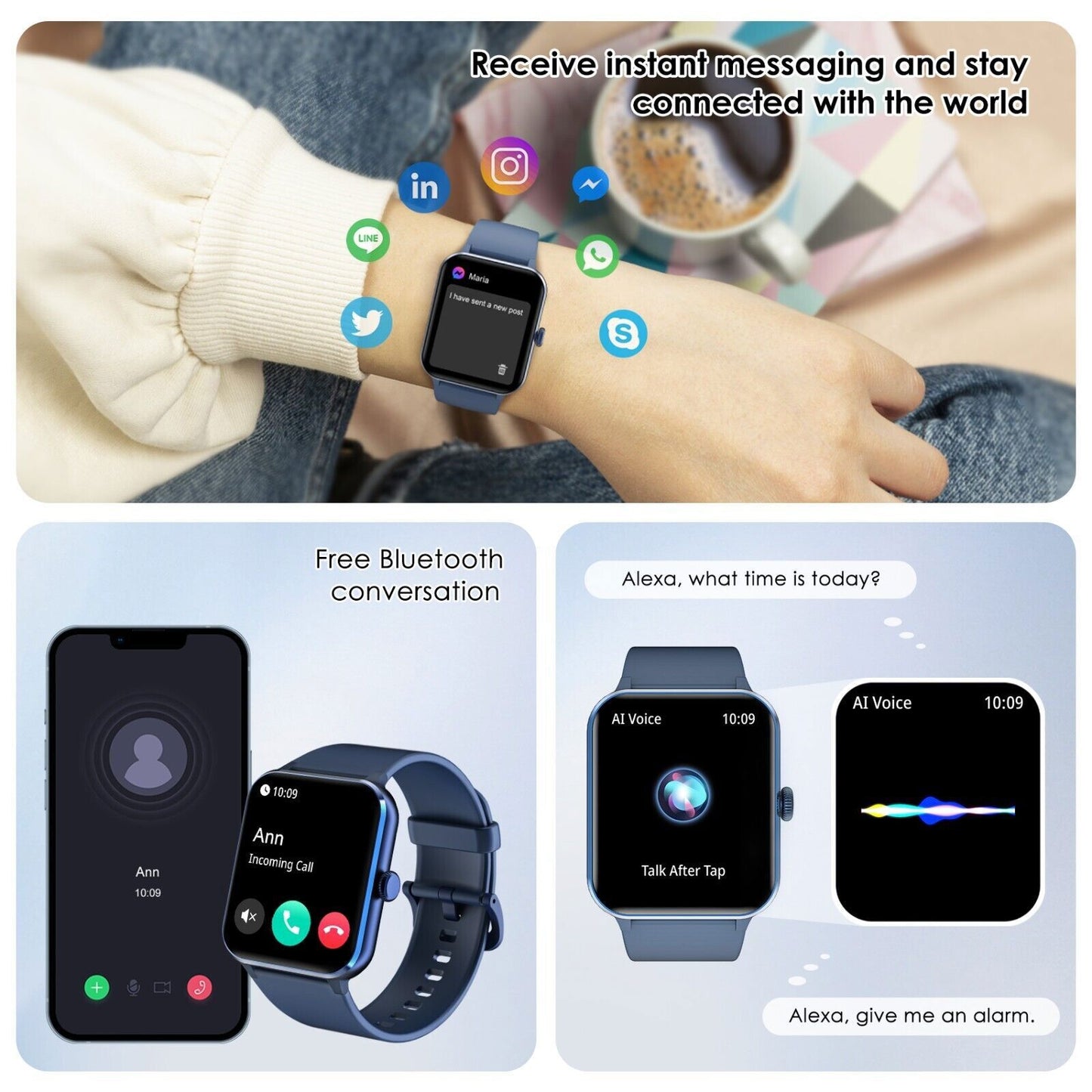 Smart Watch for Men Women(Answer/Make Calls) with Blood Pressure Monitor Fitness