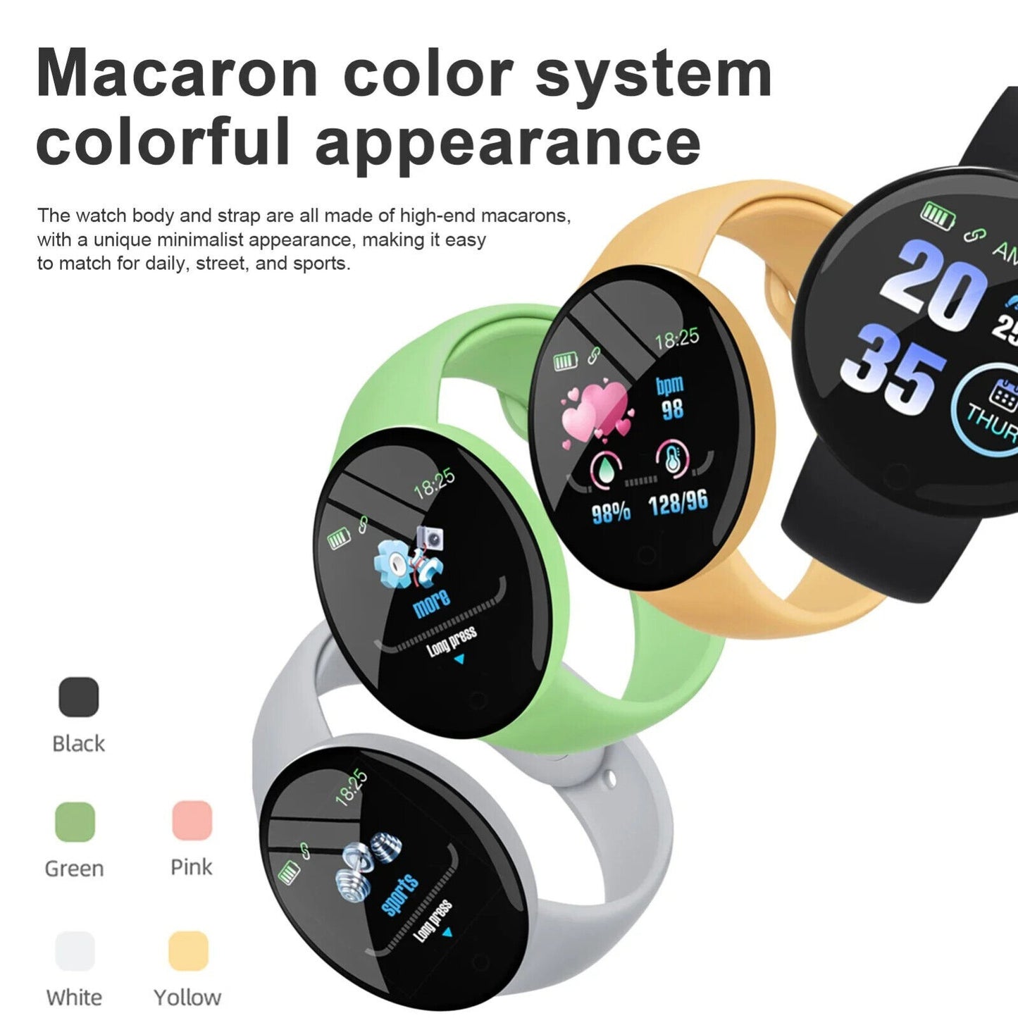 Smart Watch Heart Rate Blood Pressure Fitness Tracker for Men Women Android IOS