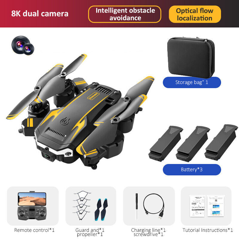 8K HD Drone Dual Camera WIFI FPV Foldable Selfie RC Quadcopter+3 Batteries UK