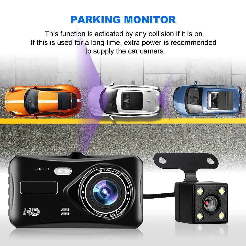 4" Dash Cam Pro Car Camera Recorder Dual Front and Rear HD 1080P Night Vision UK