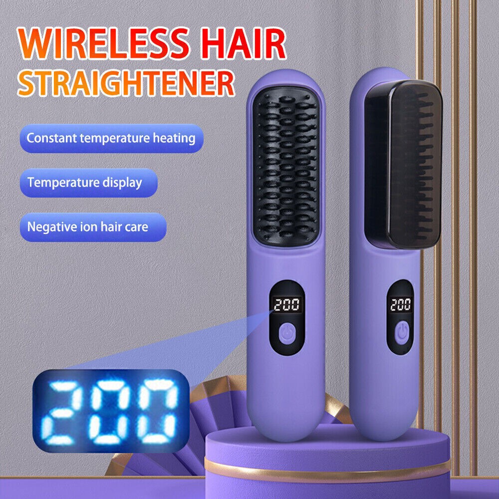 Portable Hair Straightener Brush AntiScald Hair Cordless Hair Straightener Brush