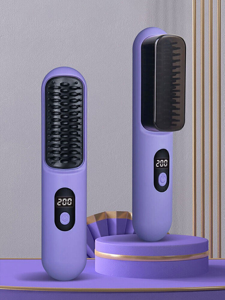 Portable Hair Straightener Brush AntiScald Hair Cordless Hair Straightener Brush