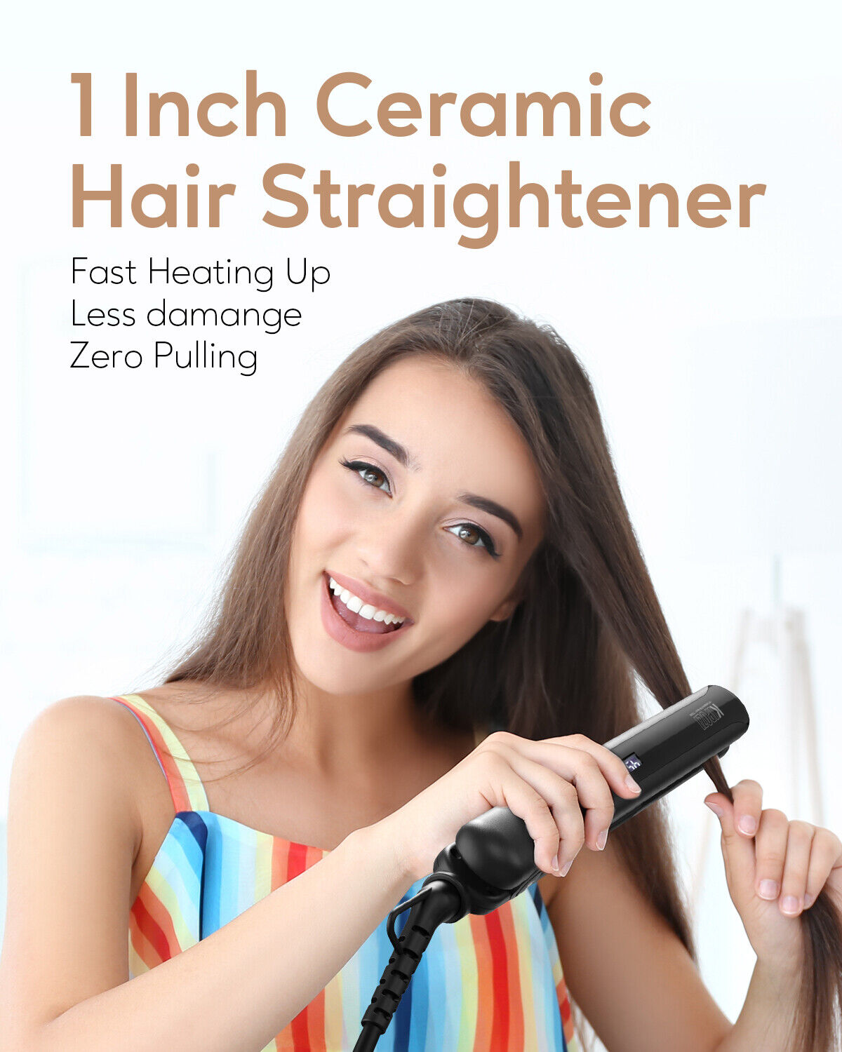 KIPOZI Professional Hair Straighteners Wide Plates Digital Display Heat up Fast