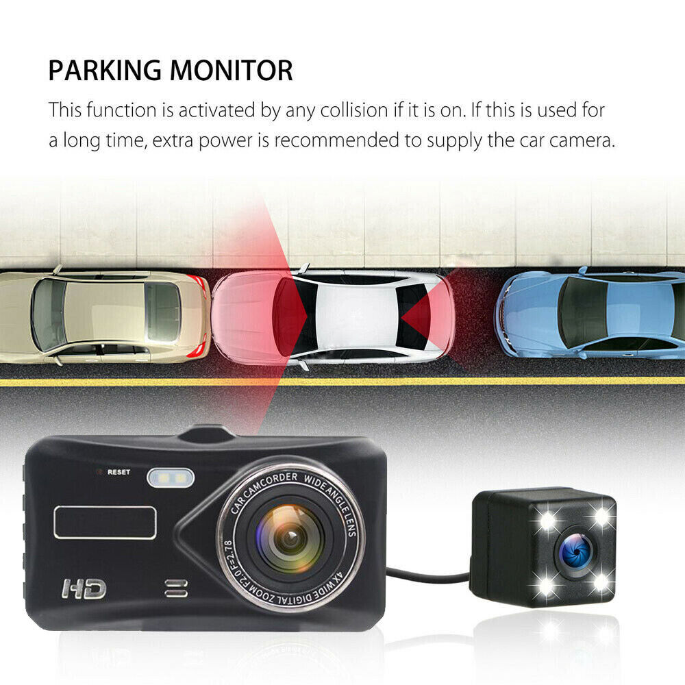 4" Dash Cam Pro Car Camera Recorder Dual Front and Rear HD 1080P Night Vision UK