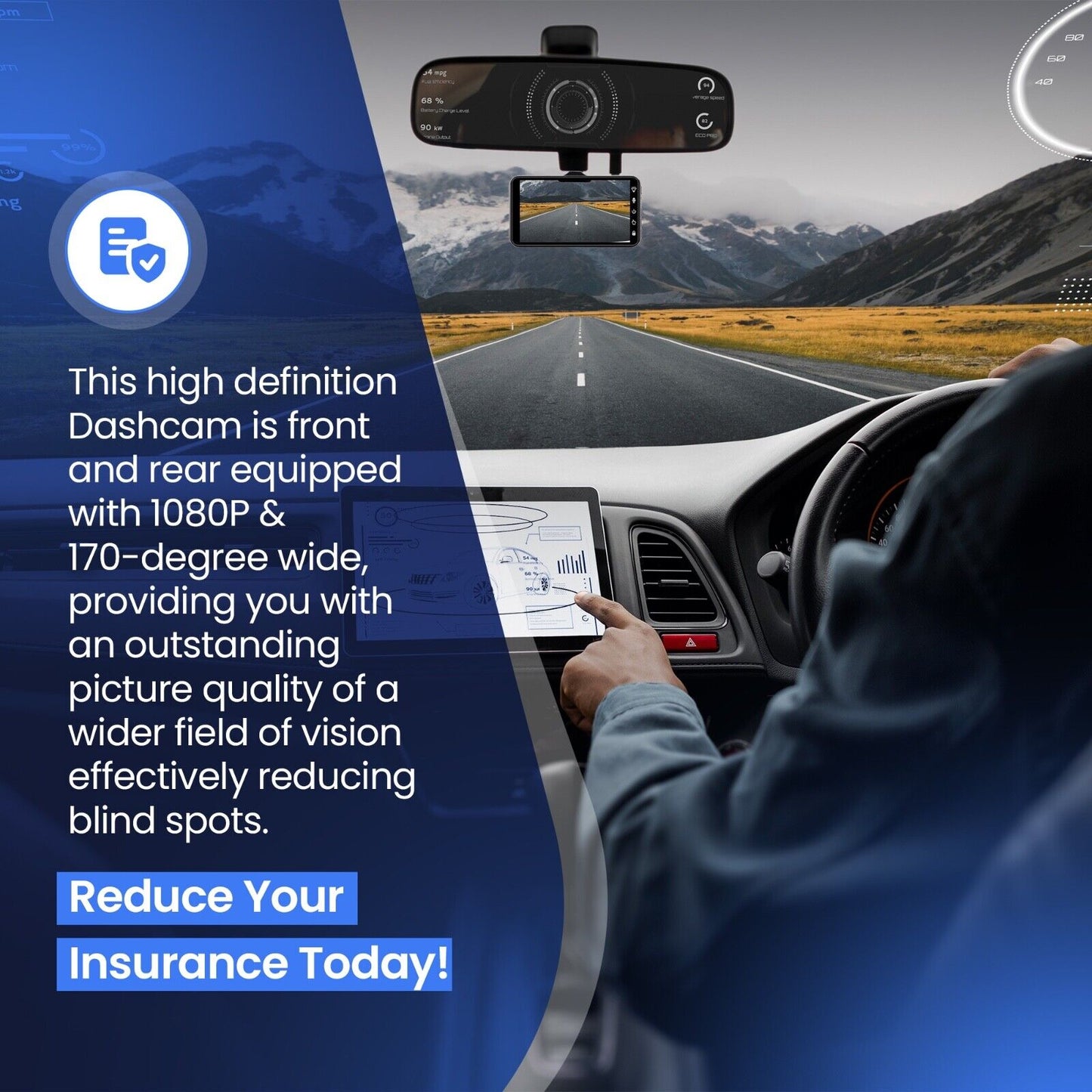 4" Dash Cam Pro Car Camera Recorder Dual Front and Rear HD 1080P Night Vision UK