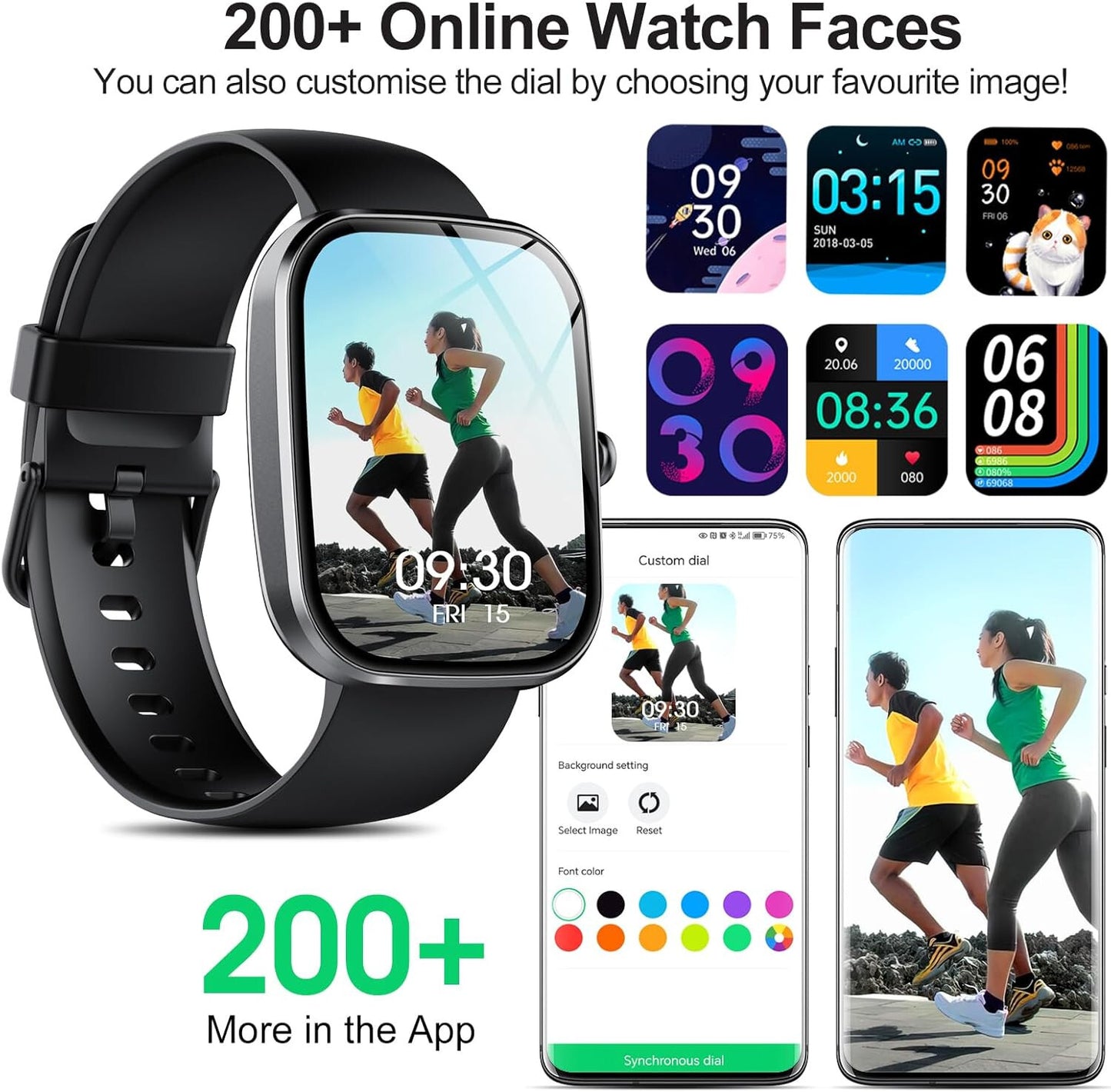 Alexa Smart Watch Calls Bluetooth Heart Rate Blood Pressure iPhone Samsung