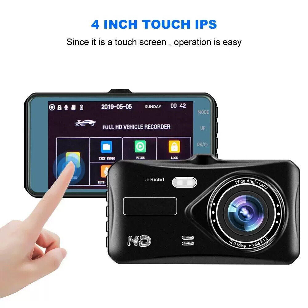 4" Dash Cam Pro Car Camera Recorder Dual Front and Rear HD 1080P Night Vision UK