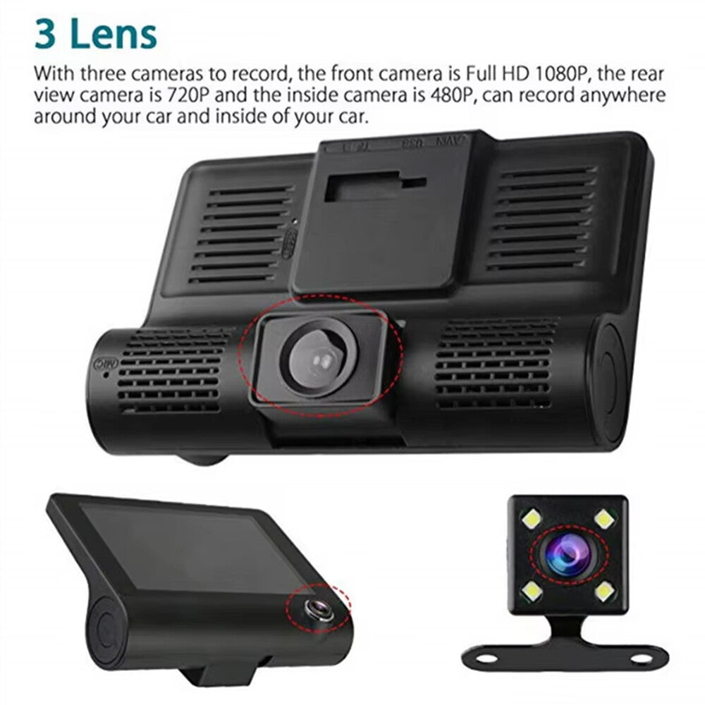 4" In  HD 1080P Car Camera Recorder Dual Front and Rear Dash Cam Night Vision UK