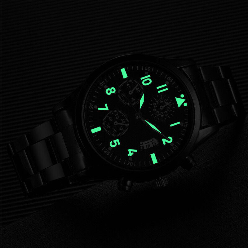 Luminous Calendar Metal Strap Men's Analog Quartz Formal Casual Wrist Watch Gift