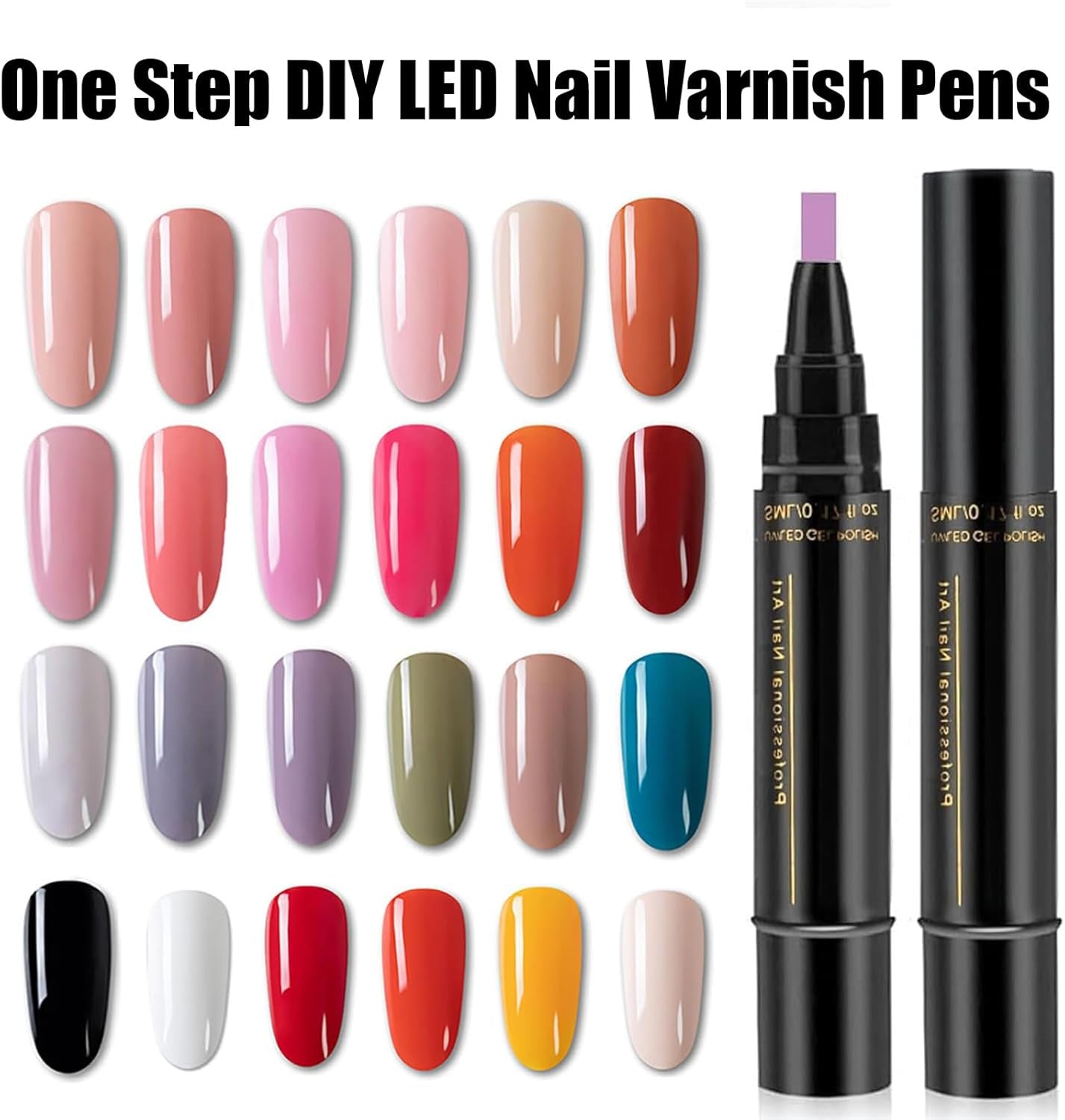Polishey Nail Polish Pens, 6PCS Nail Varnish Pens 3 in 1 Gel Nail Polish Pen Set
