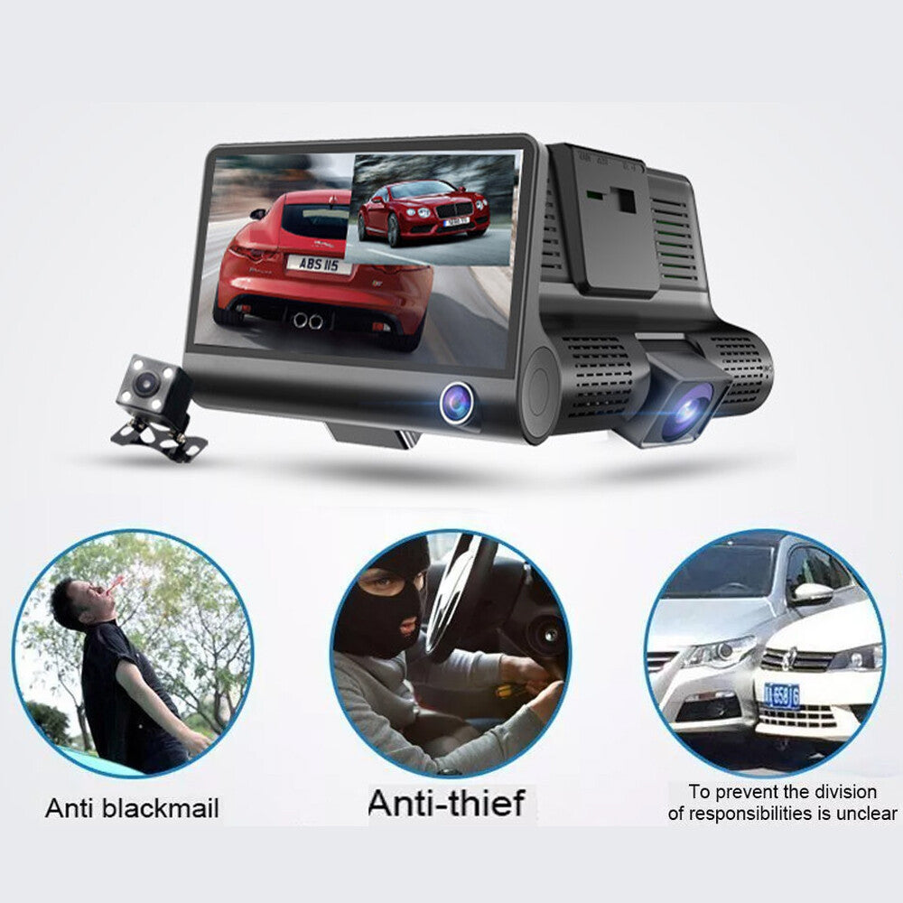 4" In  HD 1080P Car Camera Recorder Dual Front and Rear Dash Cam Night Vision UK