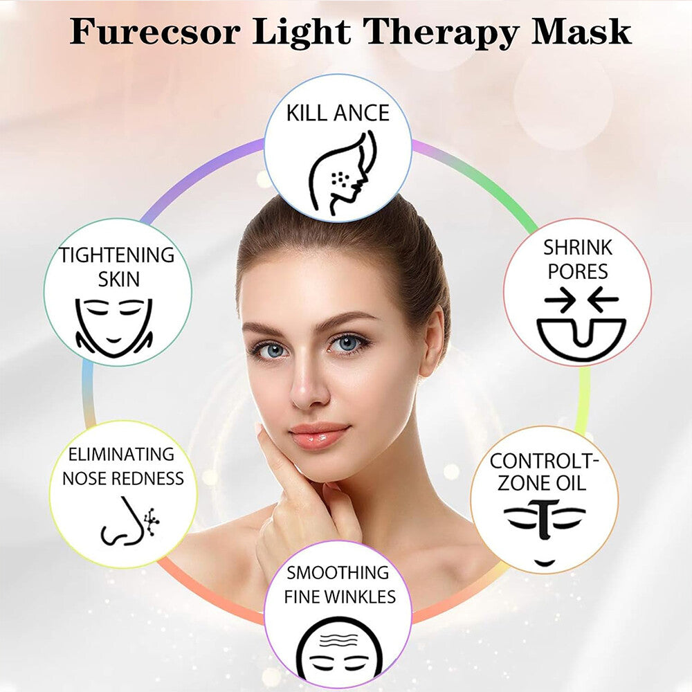 7 LED Light Photon Therapy Face Neck Mask Rejuvenation Skin Wrinkles Anti-aging