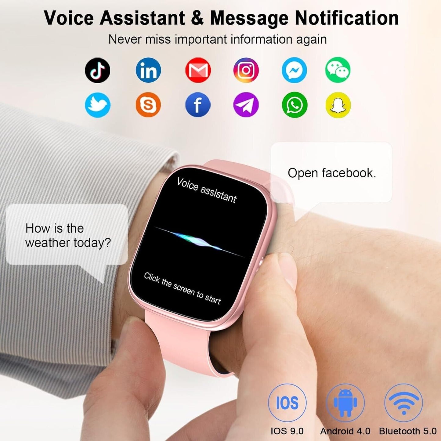 Women Smart Watch Fitness Bluetooth Call Watch for Android iPhone Samsung