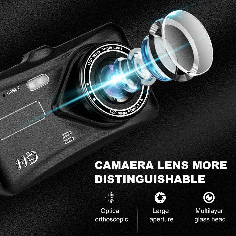 4" Dash Cam Pro Car Camera Recorder Dual Front and Rear HD 1080P Night Vision UK