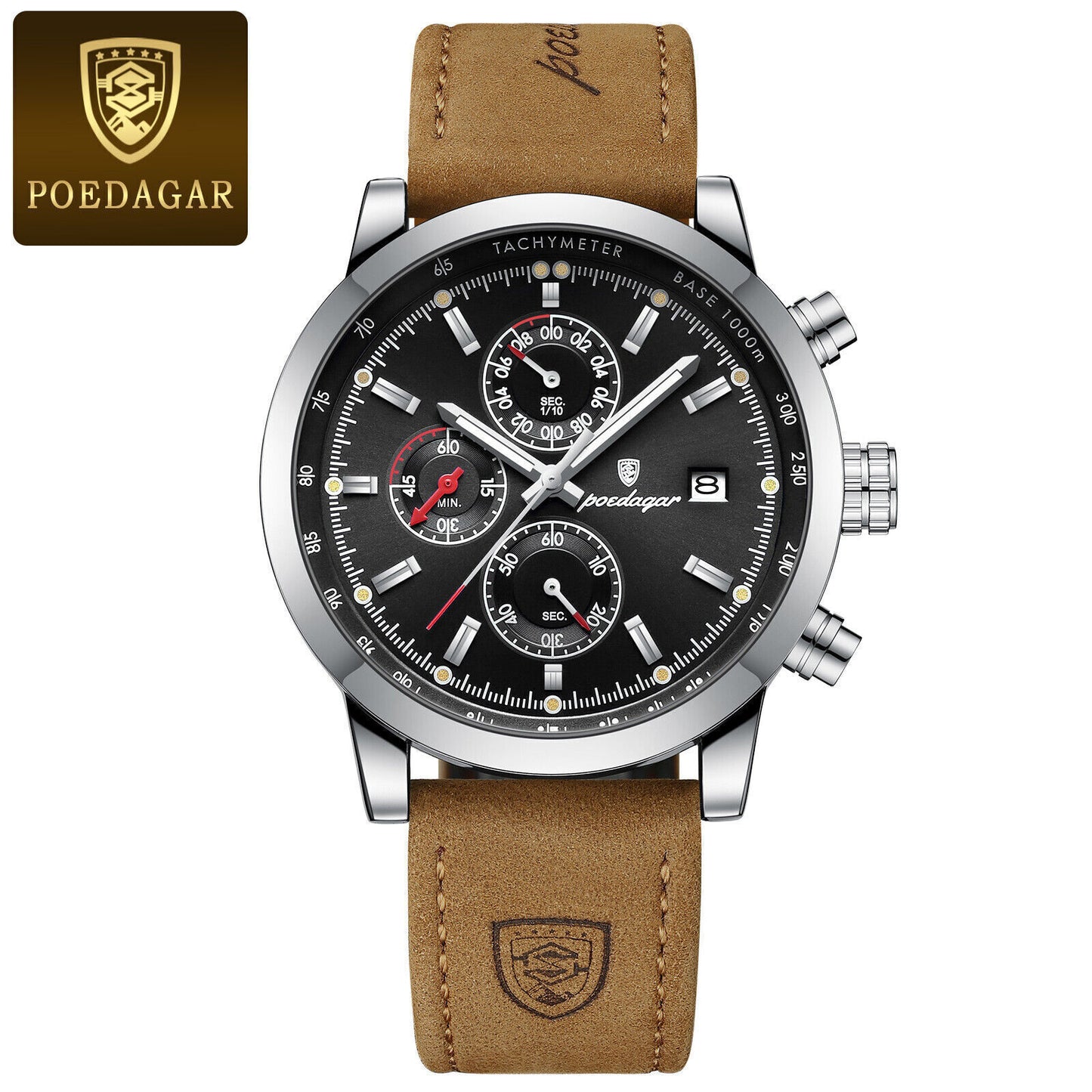 Mens Luxury Watch Waterproof Luminous Date Chronograph Leather Quartz Wristwatch