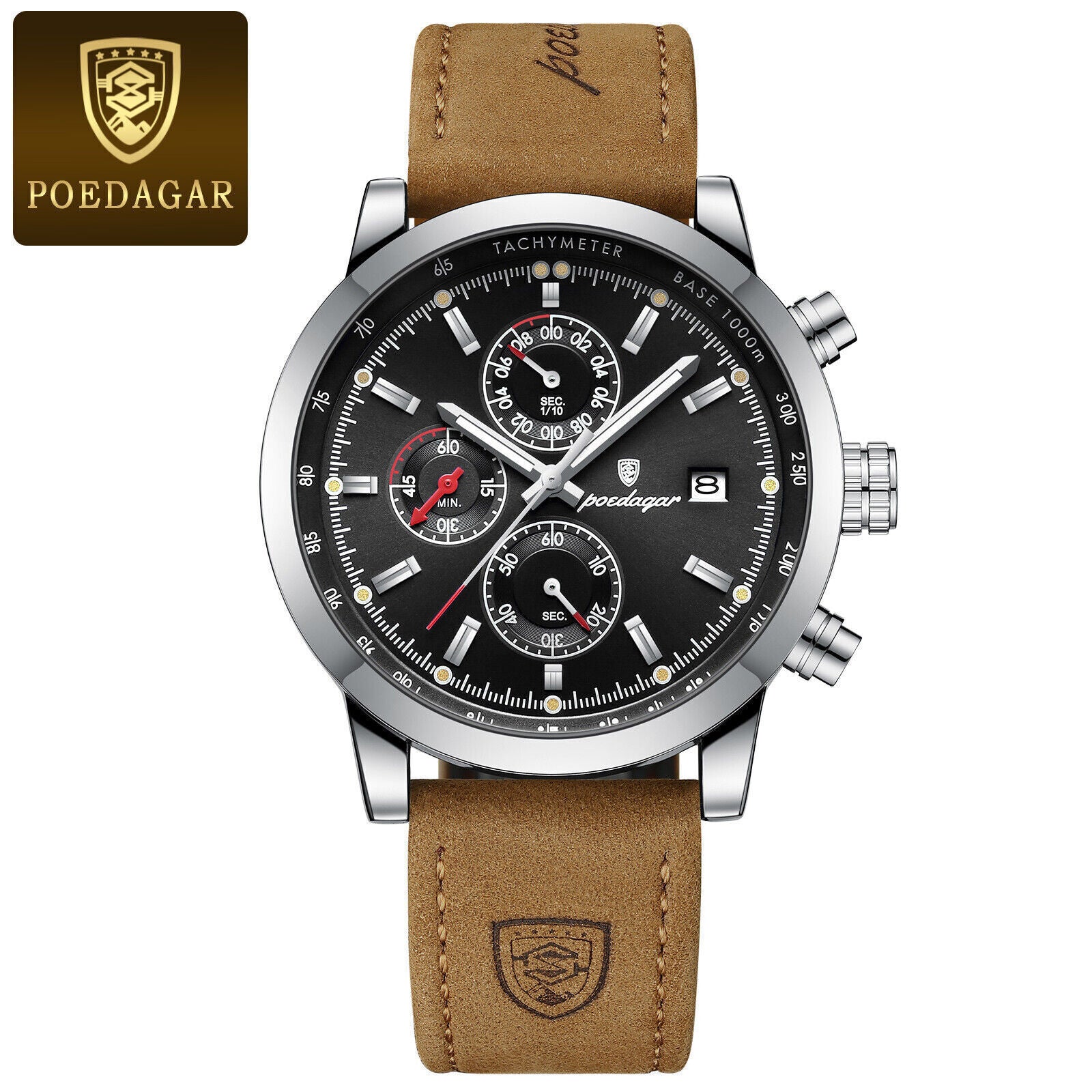 Mens Luxury Watch Waterproof Luminous Date Chronograph Leather Quartz Wristwatch