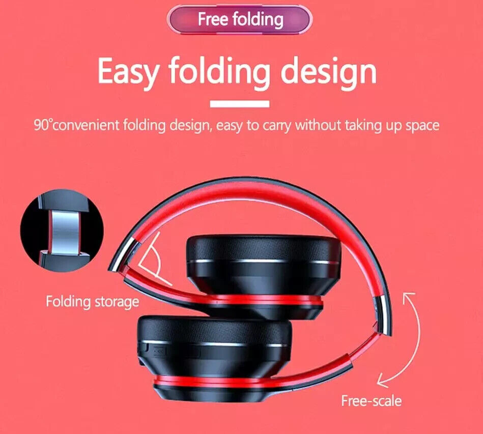 Wireless Bluetooth Headphones Over-Ear with Noise Cancelling Stereo Earphones UK