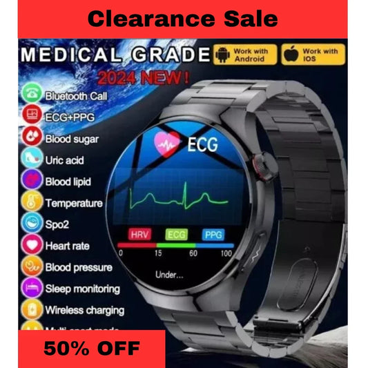 UK 2025 New Medical Grade Smart Watch Blood Pressure Oxygen Heart Rate Bluetooth