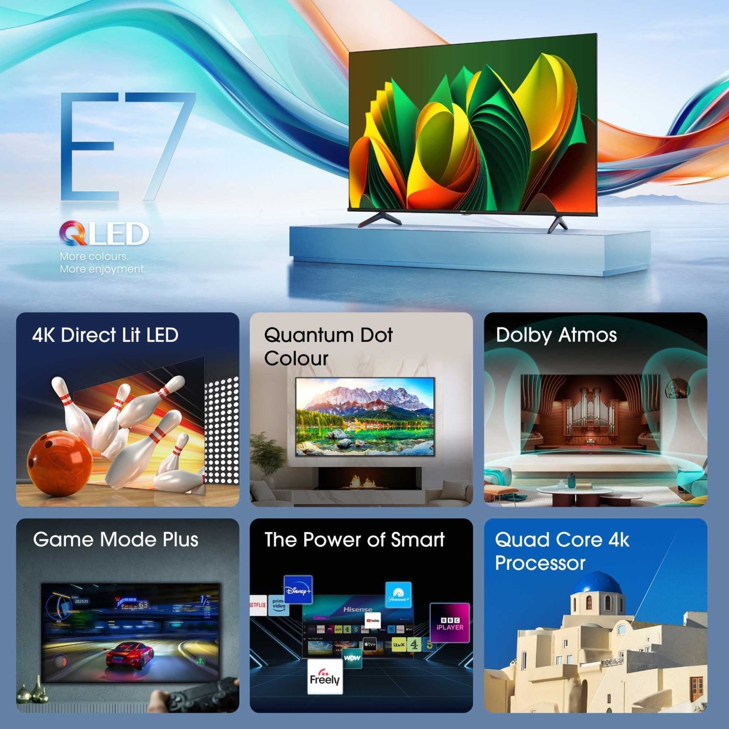 Hisense E78NQ 55" 4K Ultra HD QLED HDR Freely Smart TV - 55E78NQTUK