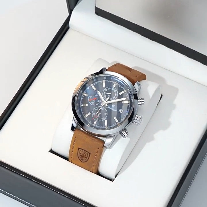Mens Luxury Watch Waterproof Luminous Date Chronograph Leather Quartz Wristwatch
