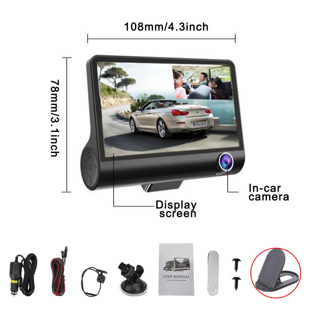 4" In  HD 1080P Car Camera Recorder Dual Front and Rear Dash Cam Night Vision UK