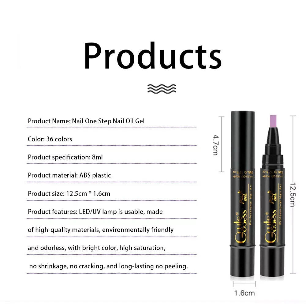 3 In 1 Gel Polish Nail Art Pen One Step Gel Varnish Base Coat Pencil Manicure
