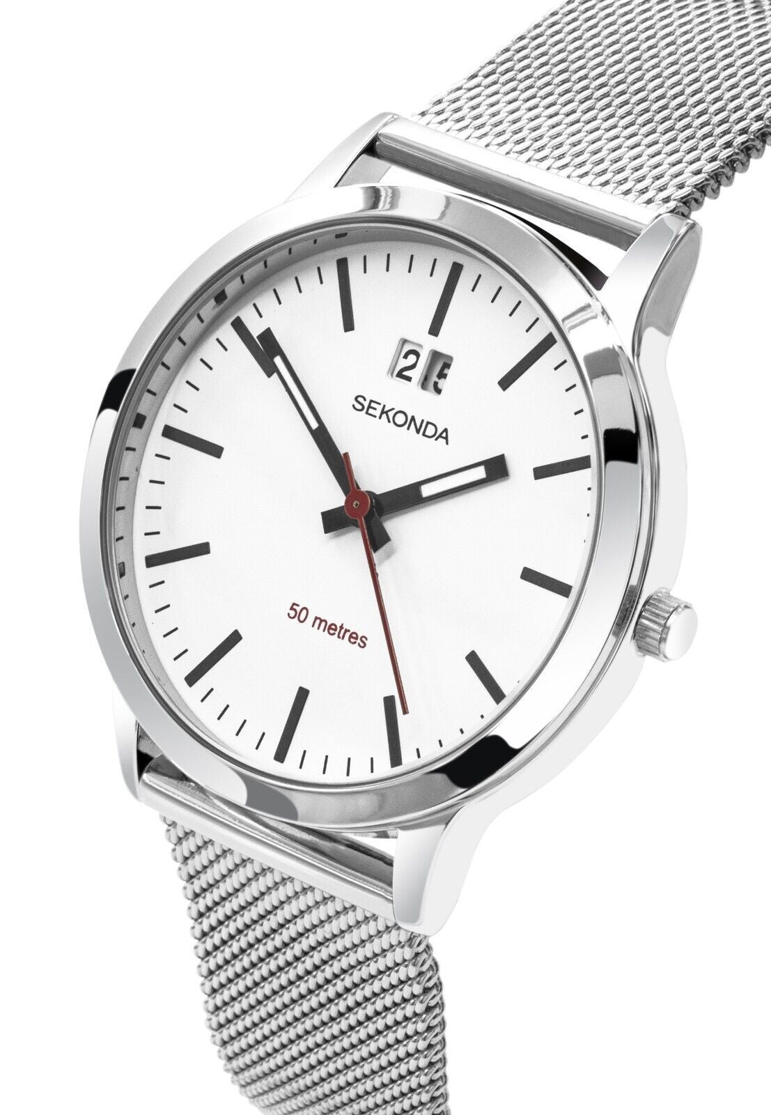 Sekonda Gents 40mm Nordic Silver Case and Strap Watch with White Dial Model 1940