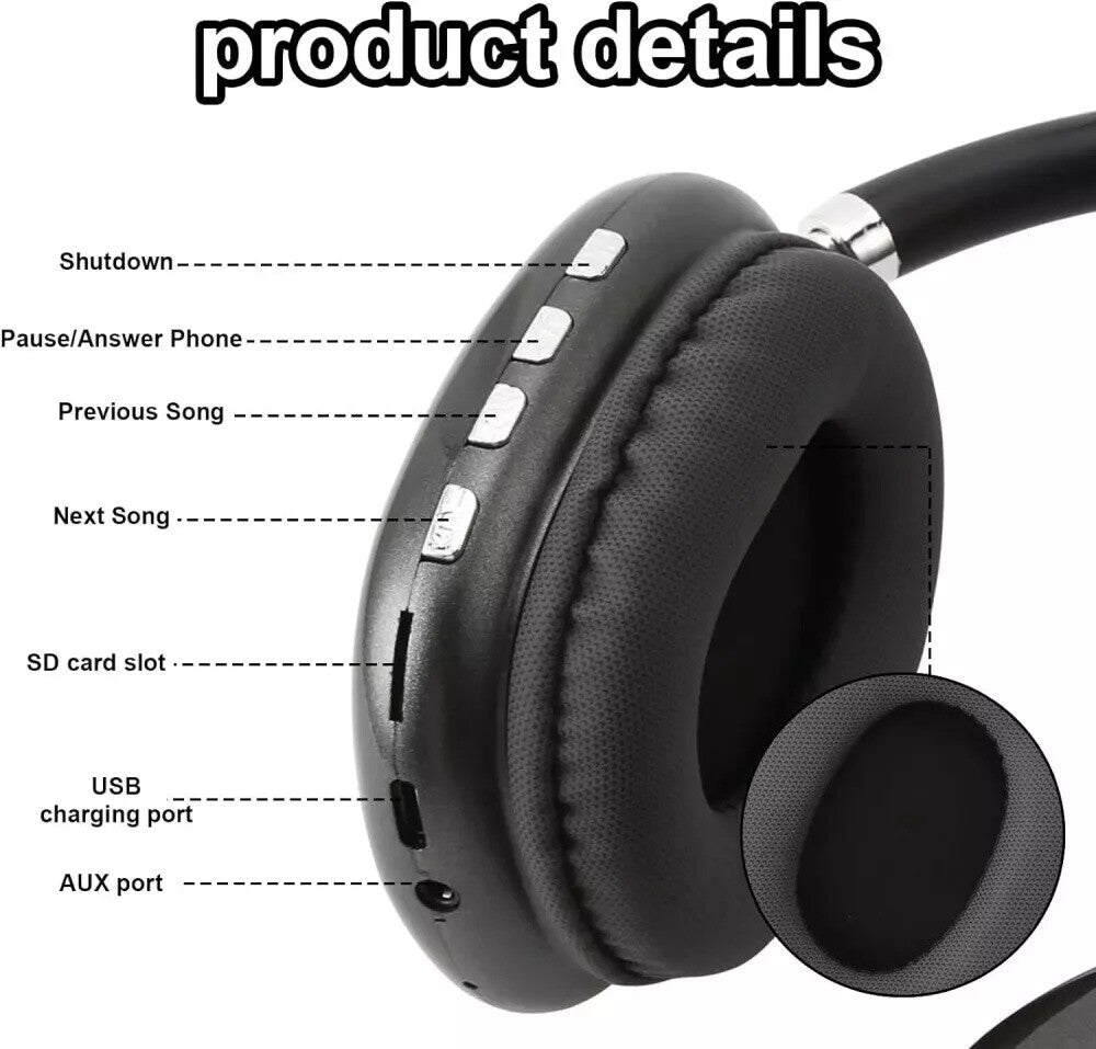Wireless Bluetooth Headphones with Noise Cancelling Over-Ear Earphones 5.3 UK
