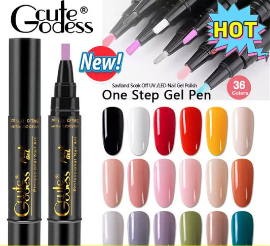 3 In 1 Gel Polish Nail Art Pen One Step Gel Varnish Base Coat Pencil Manicure
