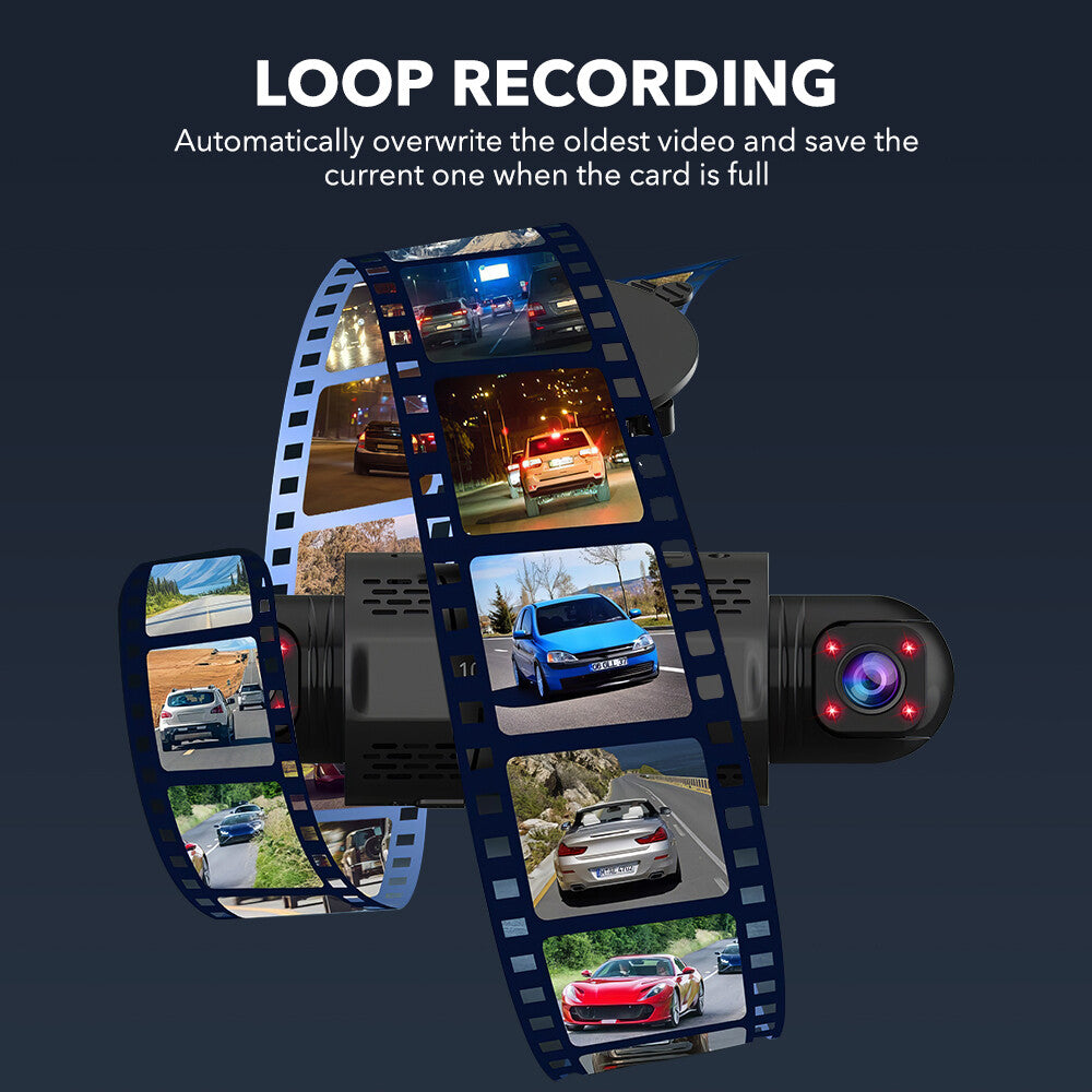 360° 4 Channel Dash Cam 1080P 4 Lens Front Rear Inside Driving Recorder G-Sensor