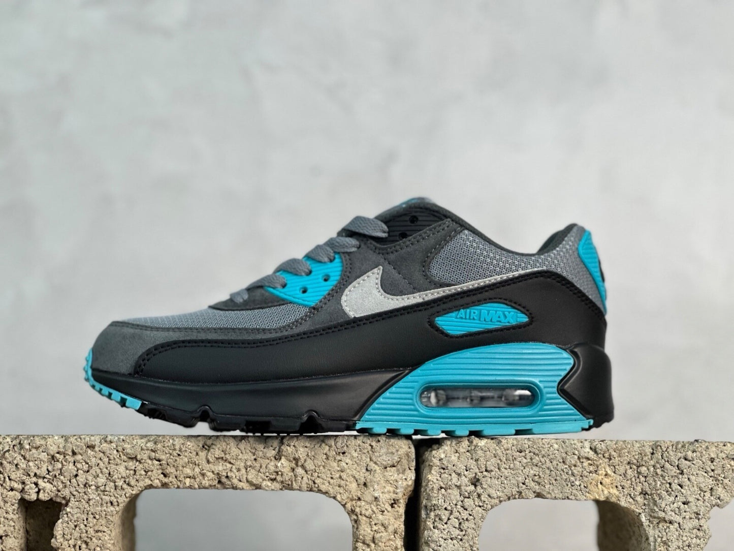 Nike Air Max 90 Men's Trainers Triple Black Low Top Sports Running Shoe Sneaker