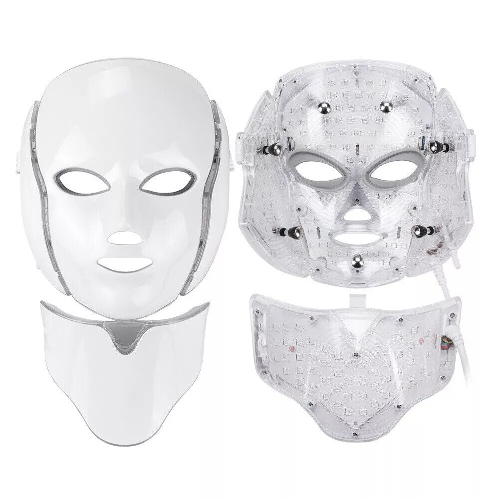 7 LED Light Photon Therapy Face Neck Mask Rejuvenation Skin Wrinkles Anti-aging