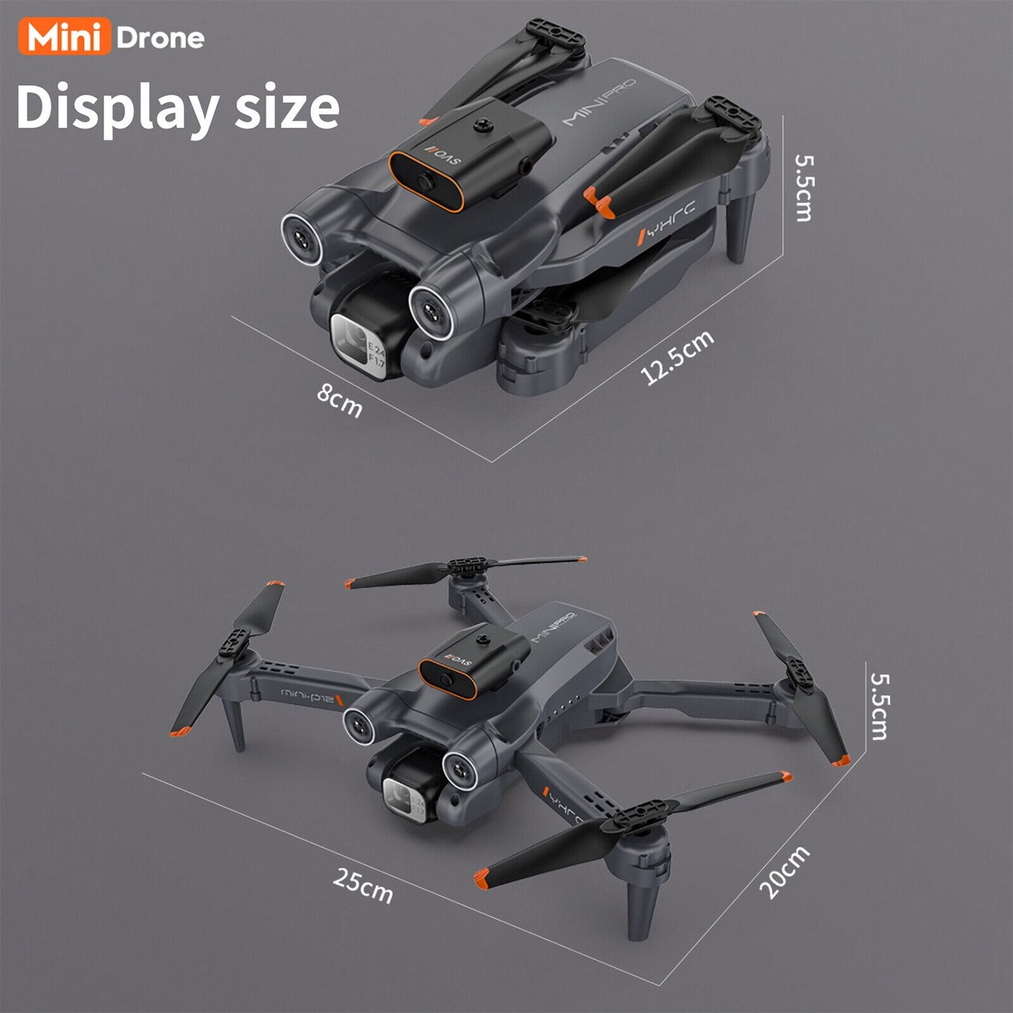 8K HD Drone Dual Camera WIFI FPV Foldable Selfie RC Quadcopter With 3 Batteries
