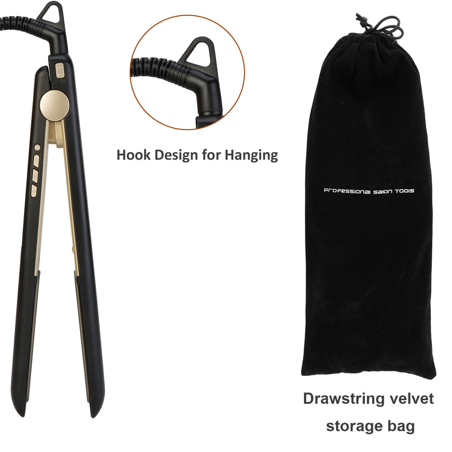 KIPOZI Professional Hair Straighteners Wide Plates Digital Display Heat up Fast