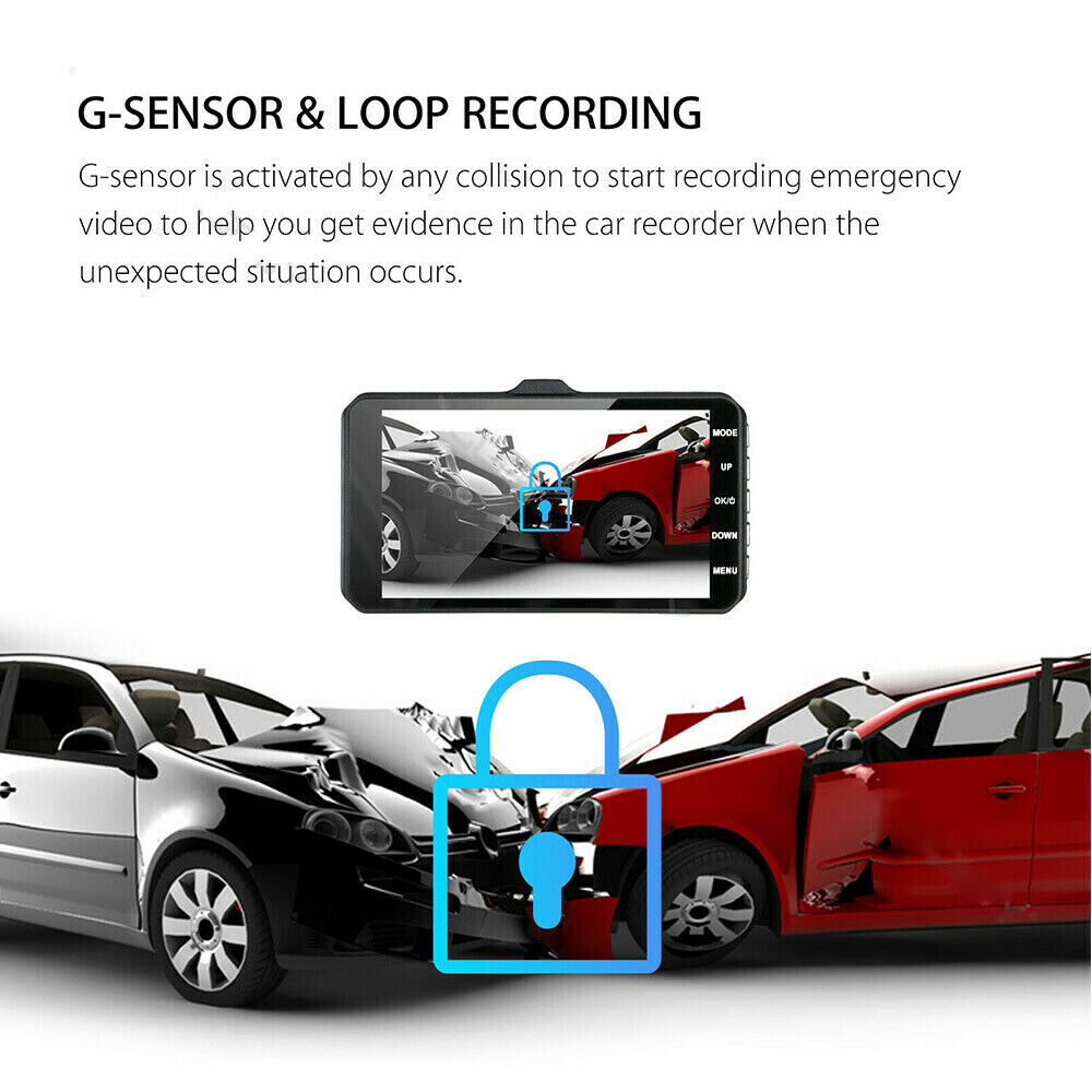 4" Dash Cam Pro Car Camera Recorder Dual Front and Rear HD 1080P Night Vision UK