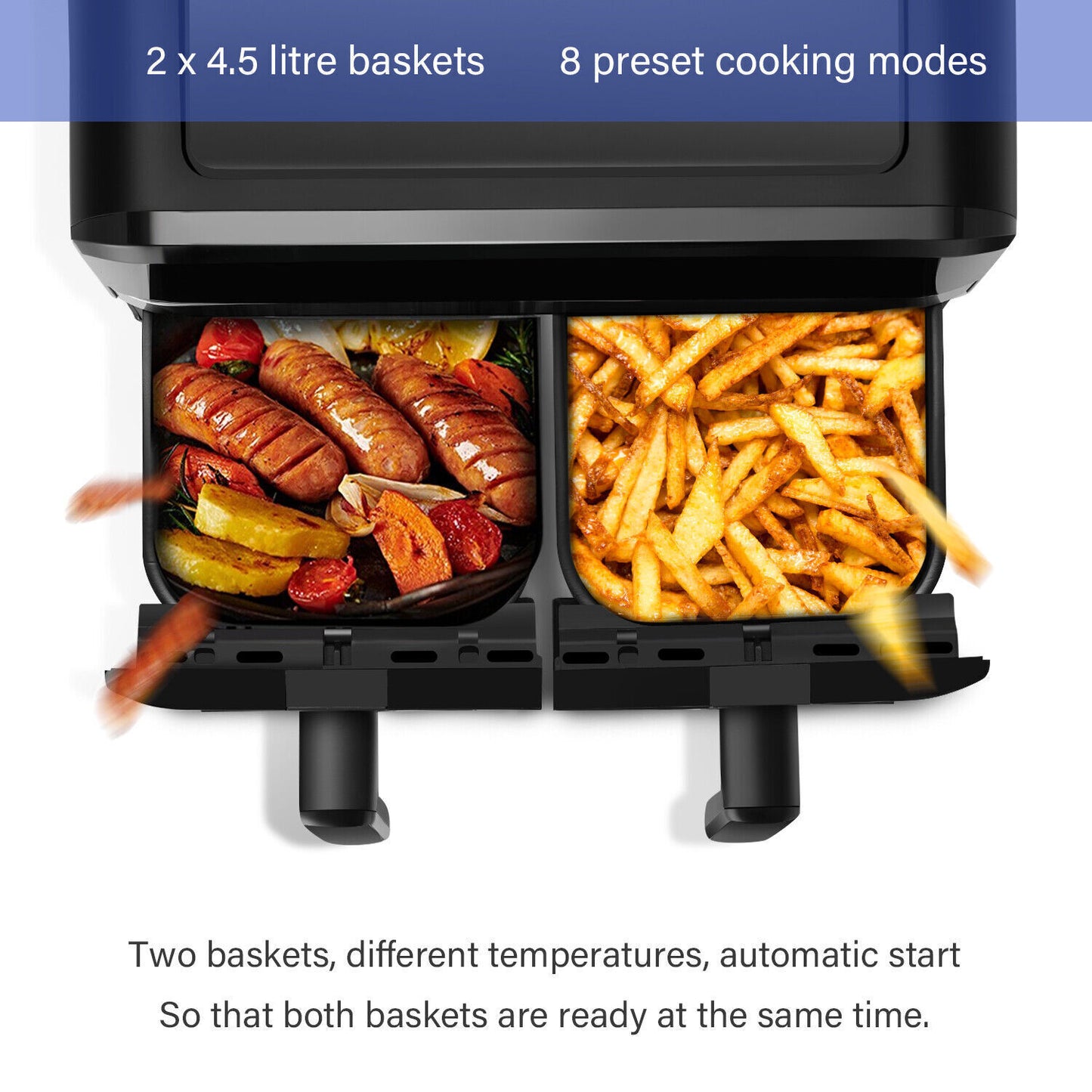 9L Visible XL Dual Baskets Air Fryer Digital 2400W Heathy Cooker Kitchen Ijnjats