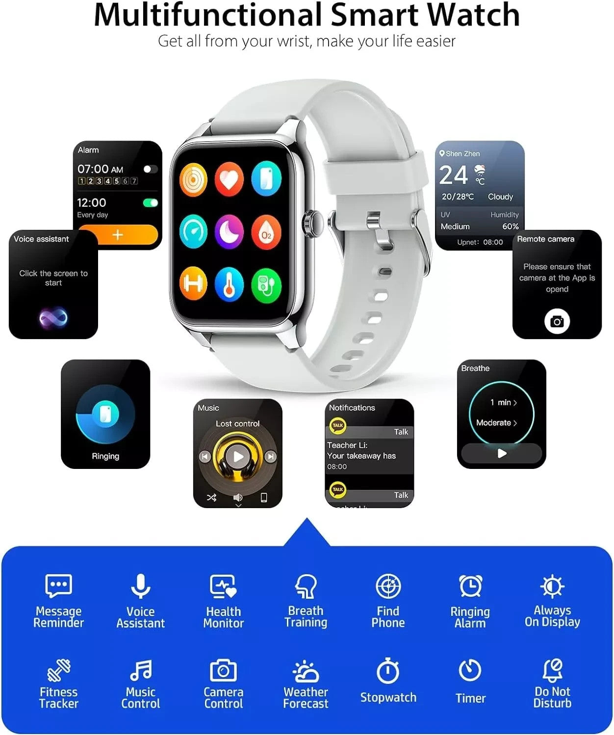 Smart Watch Men Women Fitness Tracker Blood Pressure Heart Rate Sport Watches UK