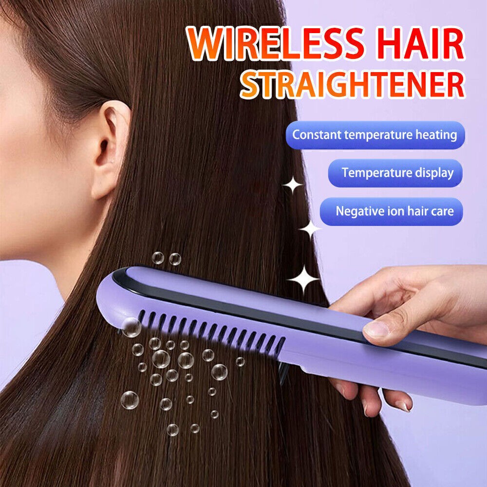Portable Hair Straightener Brush AntiScald Hair Cordless Hair Straightener Brush
