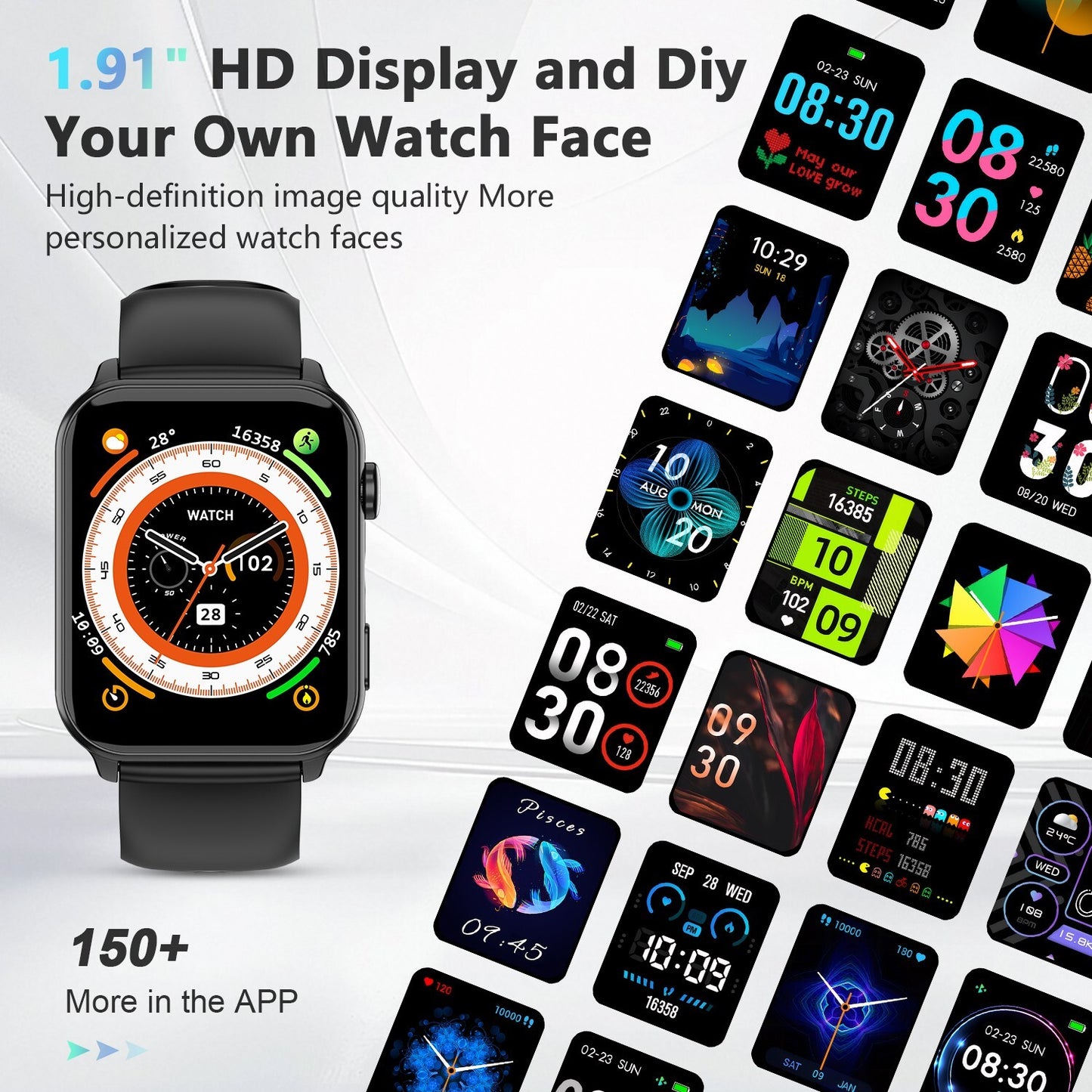 Smart Watch Bluetooth Calling Fitness Tracker Men Women  LED Flashlight Watches