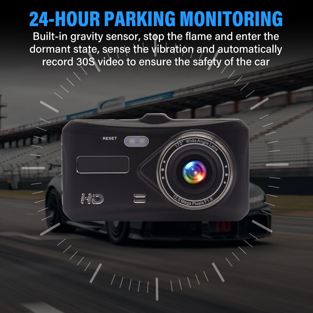 4" Dash Cam Pro Car Camera Recorder Dual Front and Rear HD 1080P Night + SD Card