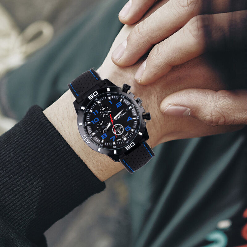 Men’s Military Watch Leather Date Quartz Analog Army Casual Dress Wrist Watches