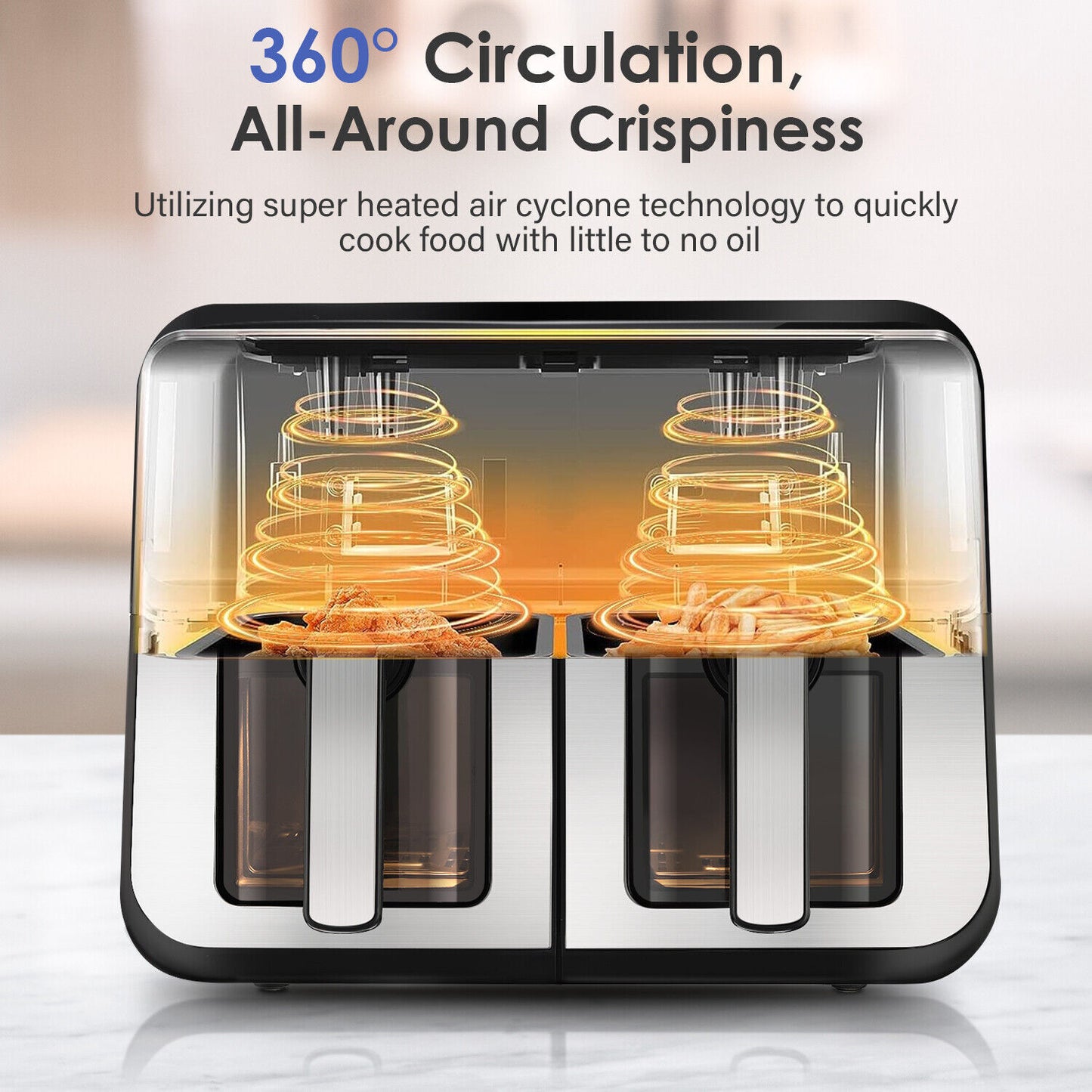 9L Visible XL Dual Baskets Air Fryer Digital 2400W Heathy Cooker Kitchen Ijnjats