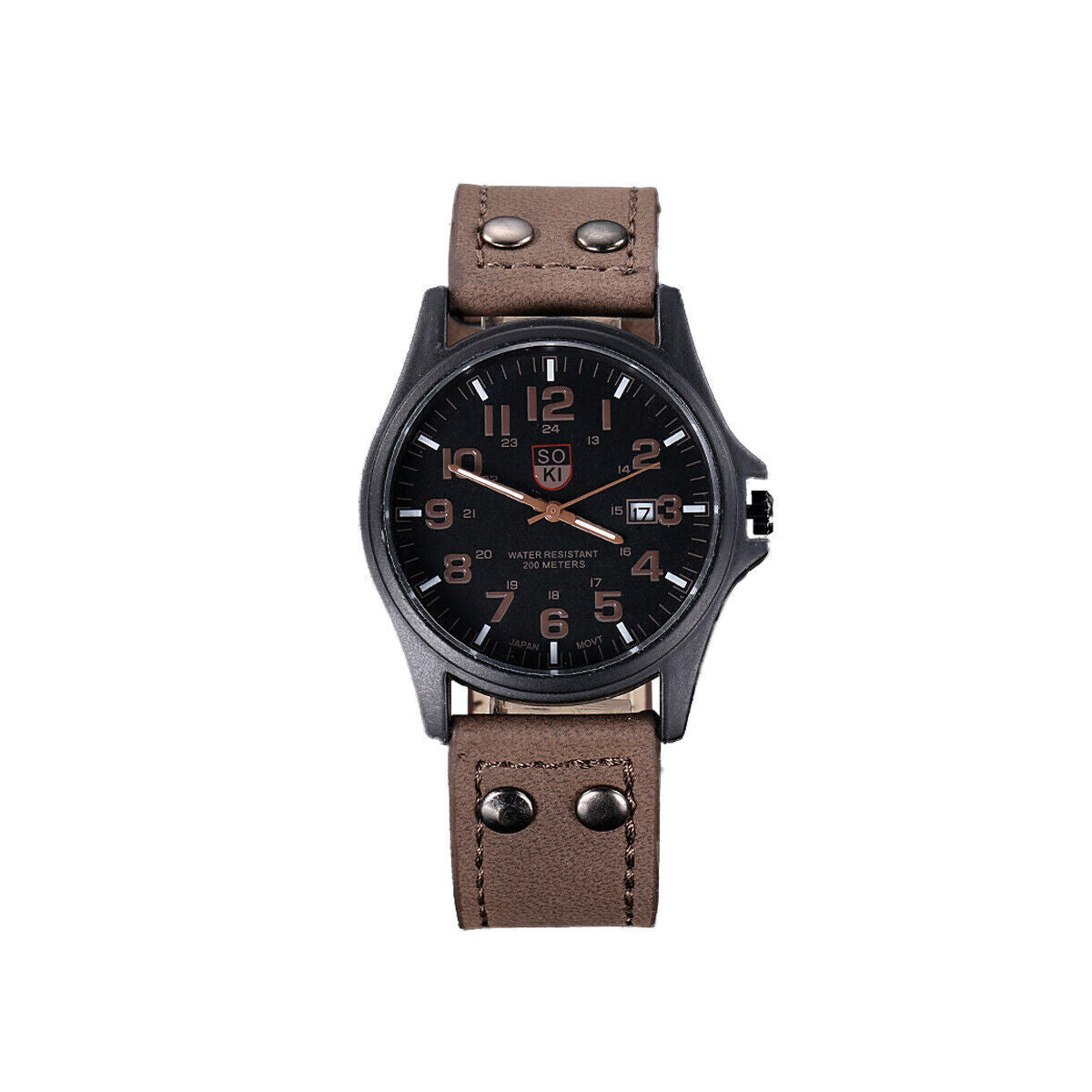 Men’s Military Leather Date Quartz Analog Army Casual Dress Wrist Watches UK
