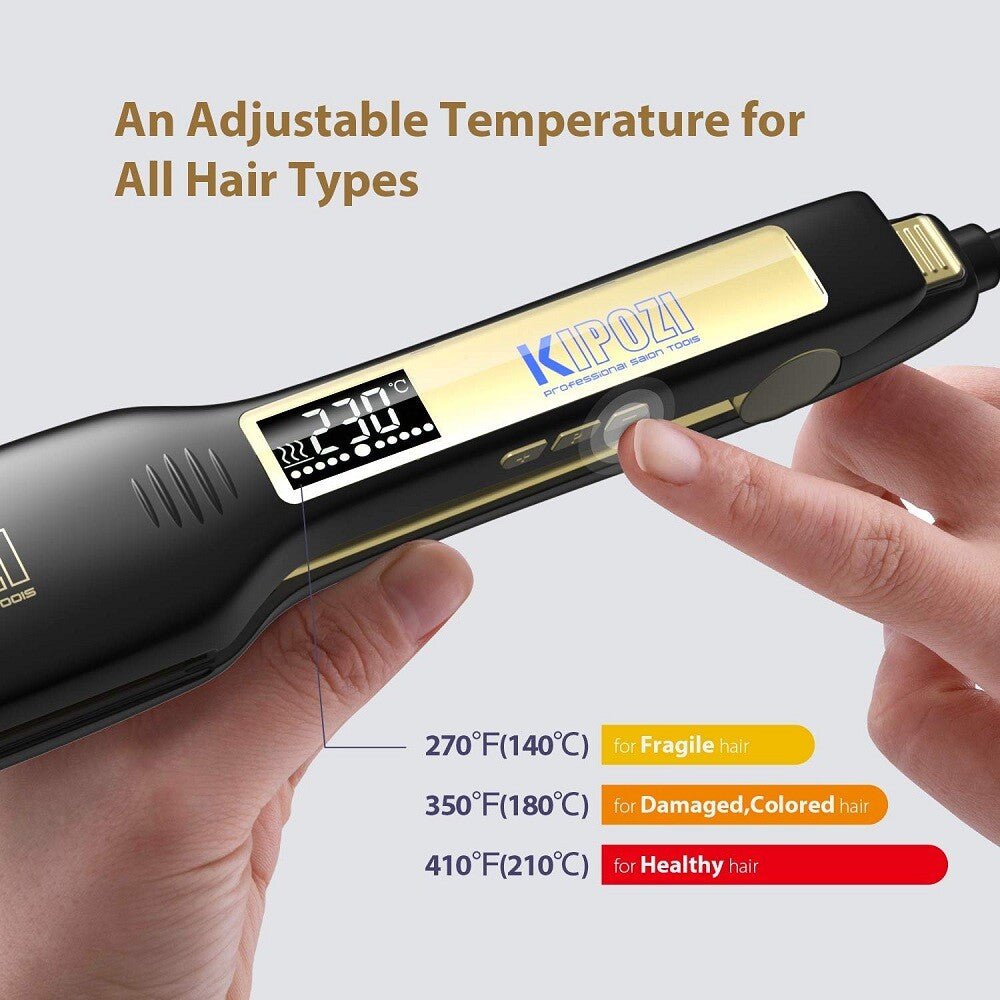 KIPOZI Professional Hair Straighteners Wide Plates Digital Display Heat up Fast