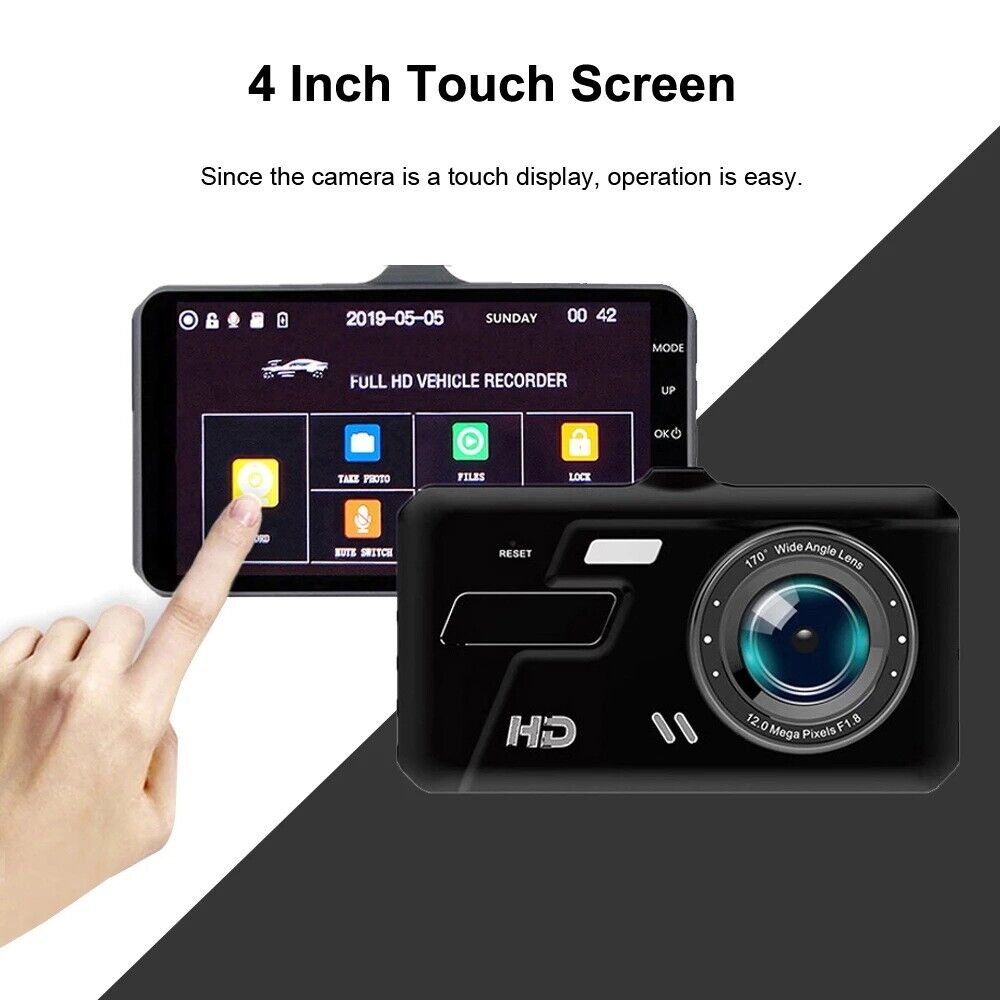 4" Dash Cam Pro Car Camera Recorder Dual Front and Rear HD 1080P Night Vision UK