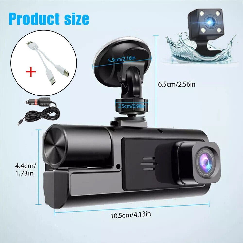 1080P Dual Lens Car Dash Cam Recorder G Sensor DVR Front and Rear Camera Video