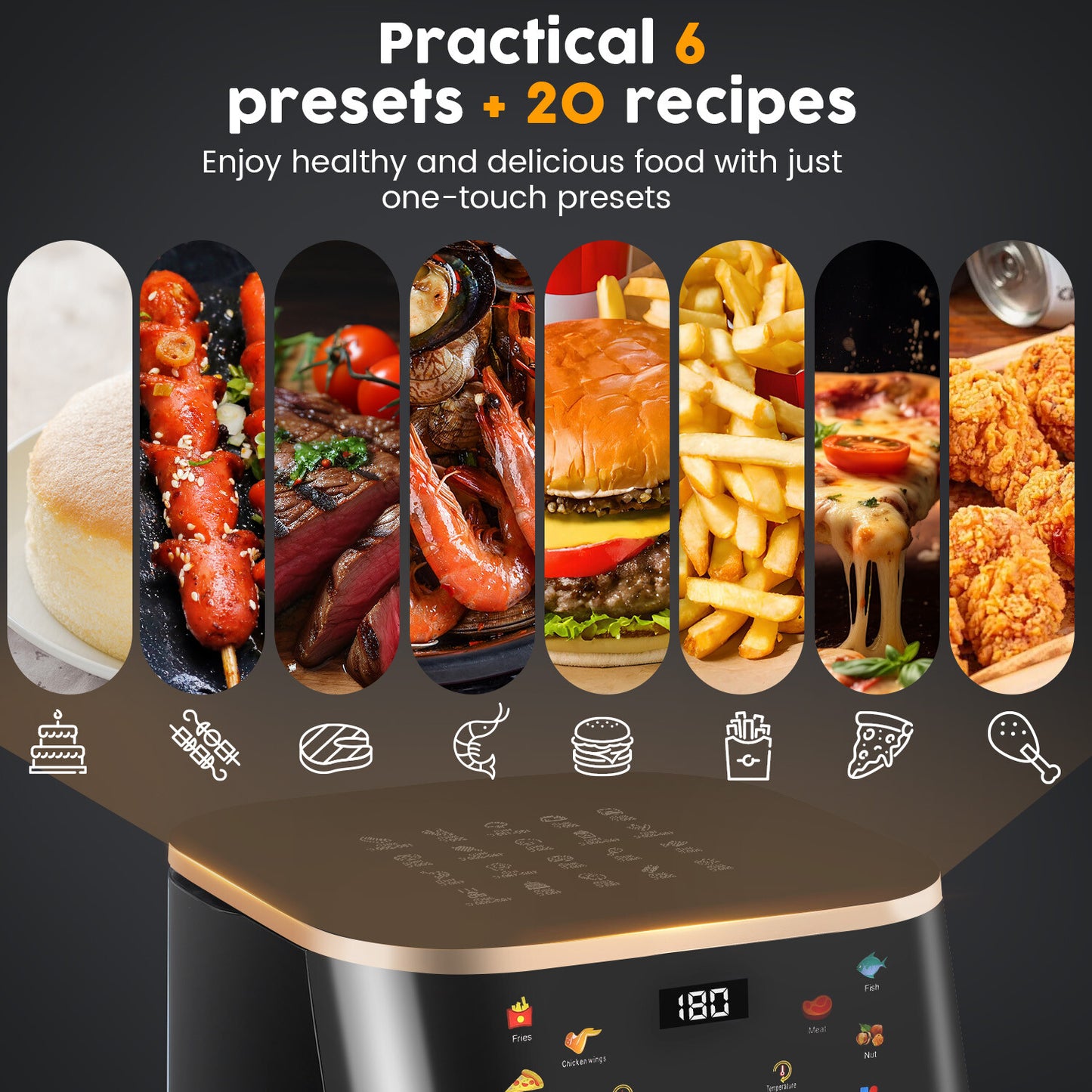9L Large Air Fryer 1400W Low Fat Oil free Healthy Oven Frying Kitchen Cooker UK