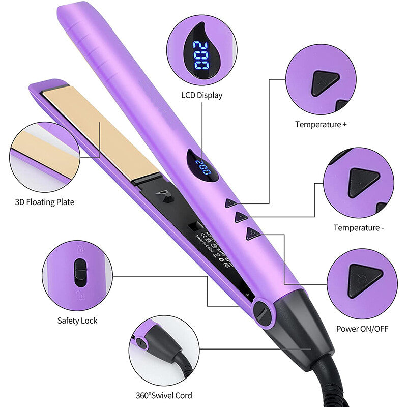 Hair Straightener Curler 2in1 Flat Iron Fast Heat Digital Straightening Irons UK